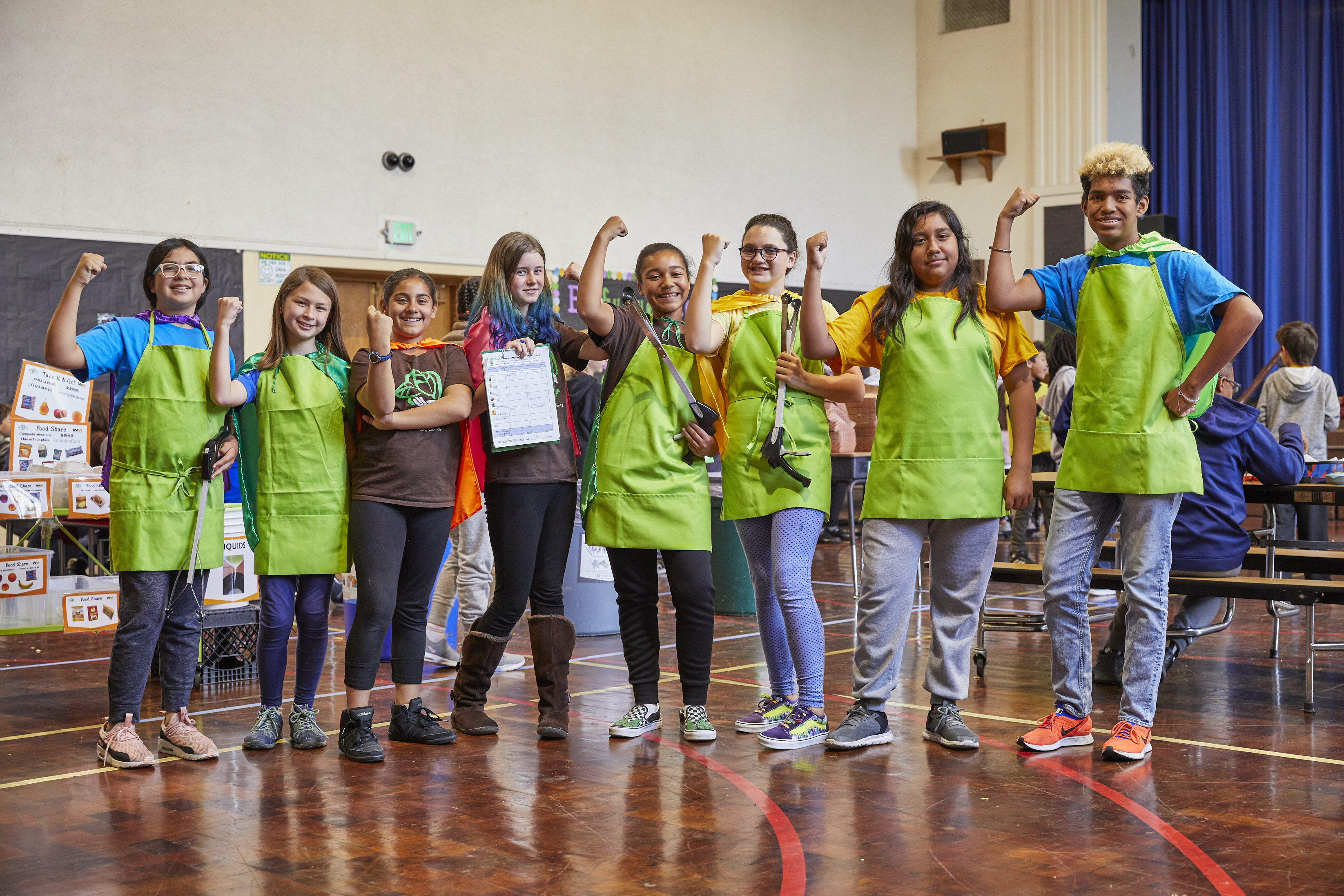 Middle school student cafeteria green team
